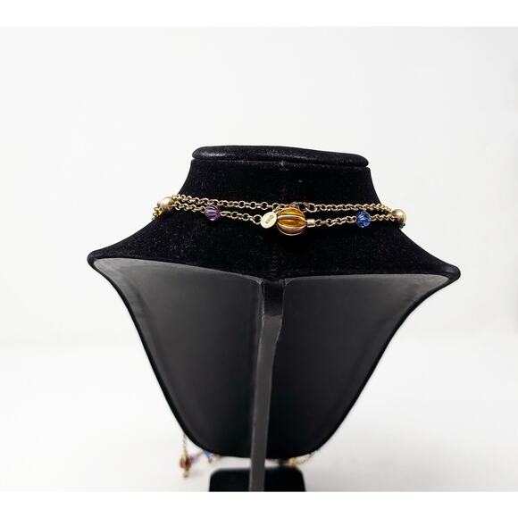 Linea Louis Dell'Olio Gold Tone Colorful Beads Long Necklace Dangle Earrings Set - Picture 8 of 13